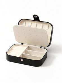 1pc Travel Double Layer Jewelry Box, PU Leather Jewelry Storage Box, Snap Closure Jewelry Organizer, Double Layer Travel Jewelry Display Box, Portable Travel Jewelry Organizer, Jewelry Collection Box, Suitable For Travel And Home Use - Jewelry Box - View 14