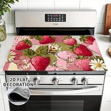 (Hot !!) 1pc Strawberry Pattern, 2D Printed Flat Stove Protector Mat, Rubber Non-Slip Heat-Resistant Stove Cover Pad, Suitable For Induction Cooktop, Glass Stove, Multi-Function Scratch-Resistant Mat, Best Choice For Oven, Washing Machine, Dryer, Kitchen Decoration - Multicolor - View 7
