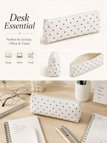 1pc Large Capacity Polka Dot Stationery Bag & Makeup Bag: Korean Style Pencil Case | Minimalist & Portable, Suitable For Girls, Back To School, First Day Of School - Multicolor - View 3