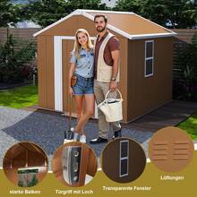 Storage Shed Metal - Weatherproof Storage Brown 1.8x1m For Garden And Outdoor - Brown - View 8
