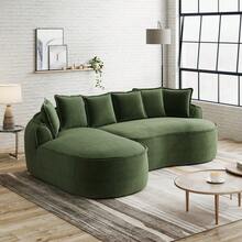 Chaise Lounge Green Made Of Chenille For Living Room And Relaxation Area - Green 3 Seat - 查看 2