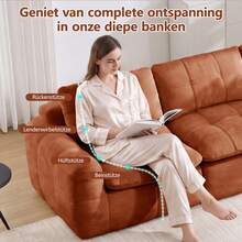 Ergonomic 3 Seat Orange Modular Sofa - Chenille Fabric For Living Room And Lounge - Orange 3 Seat - View 9