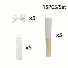 1/3/5/9/15pcs Customized White Bow Ribbon Multi-Piece Set Party Favors, Customized Wedding Hand Fans, White Folding Elegant Paper Fans, Bridal Wedding Gifts, Green Ribbon Accessories, Fashionable And Easy To Use, Free Customization Of Any Text - Multicolor - View 11