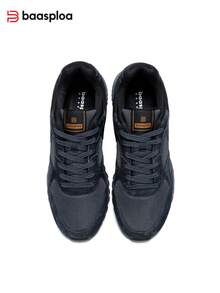baasploa Men's Retro Casual Sports Shoes, Breathable Or Warm Styles Available, Comfortable And Non-Slip, Suitable For Daily Commute And Outdoor Walking - Dark Grey - View 3