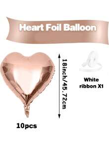 10pcs/Set 18inch Heart Shaped Foil Balloon In Gold, White, Red, Pink, Blue, Cream, Light Gold, Black - Perfect For Birthday Party, Wedding, Valentine's Day, Anniversary, Bridal Shower, New Year Party Decoration, Room Decor, Photo Props - Multicolor - View 28
