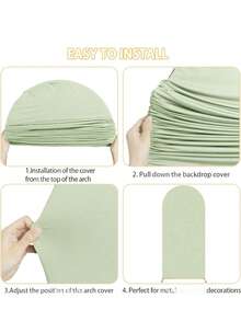 Sage Green Arch Backdrop, 5ft, 6ft, 6.6ft, 7.2ft, 7.87ft Wedding Arch Cover 2pcs Spandex Fabric Arch Backdrop Dome Arch Backdrop Fabric Suitable For Birthday Party Wedding Arch Frame Decoration (Arch Frame Not Included, Fabric Backdrop Only) - Sage Green - View 4