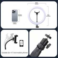 10-Inch Selfie Ring Light With Tripod, LED Ring Light With Phone Holder, Suitable For Video Recording, Live Streaming, Compatible With All Smartphones - Multicolor - View 9