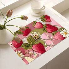 (Hot !!) 1pc Strawberry Pattern, 2D Printed Flat Stove Protector Mat, Rubber Non-Slip Heat-Resistant Stove Cover Pad, Suitable For Induction Cooktop, Glass Stove, Multi-Function Scratch-Resistant Mat, Best Choice For Oven, Washing Machine, Dryer, Kitchen Decoration - Multicolor - View 5