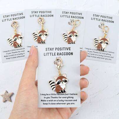 5pcs/3pcs Fashionable & Charming Raccoon Pattern Accessories With Inspirational Hug Cards, Suitable As Gifts For Family, Friends, Colleagues, Etc., For Birthday, Thanksgiving, Christmas And Various Occasions