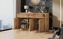 Sideboard With Storage Brown Wood Effect – 3 Drawers & 3 Doors – For Dining Room And Living Room - Brown - View 1