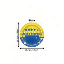 10/20/40pcs Cartoon Mini Jeans Disposable Paper Plates, Yellow Cartoon Banana Happy Birthday Print, 7 Inch And 9 Inch Party Plates, Suitable For Birthday Party, Cartoon Theme Party, Summer Pool Party, Afternoon Tea And Holiday Celebration Table Decor - Multicolor - View 9