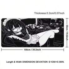 Japan Anime Girl Mousepad, Extra Large Desk Mat, Office Pc Computer Accessories Mouse Pad, Gaming XXL Keyboard Mat, Non-Slip Desk Mat, For Home And Office, Black White Extended Painting Mouse Mat Carpet - View 14
