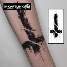 INKARTLINK 1入墨流十字潑濺圖案臨時紋身貼紙，防水身體藝術紋身貼，持效2-5天，水轉印彩色紋身貼，男女皆宜，時尚人士必備，派對裝飾必備，節日慶祝身體裝飾 - 黑色 - 查看 2