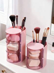 2pcs Multi-Functional Rotating Desktop Storage Box, Rotating Multi-Layer Transparent Hair Accessory Storage Box, Children's Room Rotating Desktop Storage Box, Hair Clip Storage Box, Multiple Hair Accessory Storage Box, Best Birthday Gift Makeup Brush Holder Makeup Organizer - Multicolor - View 2