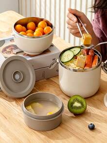Portable Double-Layer Lunch Box With 304 Stainless Steel Inner Liner, Leak-Proof Bento Box For Office Workers, Outdoor Picnic Food Storage - Multicolor - View 10
