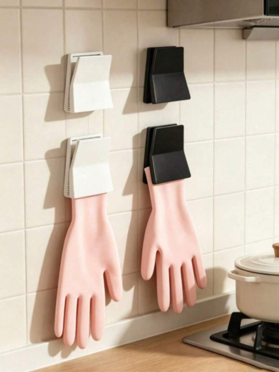 1/2pcs Dishwashing Glove Hooks, Lightweight Rubber Glove Storage Rack, Suitable For Kitchen And Laundry Room, Multi-Functional Glove Storage Rack With Clips, Can Hang Rags And Accessories, Suitable For Bathroom Countertop And Dormitory Glove Rack - Multicolor - View 1