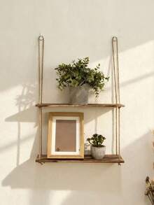 Bohemian Style 3-Tier Wall Shelf, Suitable For Displaying Indoor Plants, Books And Home Decor - Multicolor - View 8