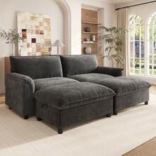 Modular Sofa Black Made Of Chenille For Living Room - Black 4 Seat - View 4
