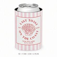 1pc Personalized Bachelorette Can Coolers, Custom Coastal Can Sleeves, Striped Seashell Drink Holders, Beach Party Favors For Bridal Shower. - Multicolor - View 14