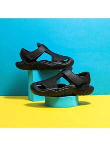 Children's Breathable Elastic Fabric Head Cover Non-Slip Soft Bottom Sandals - Black - View 17