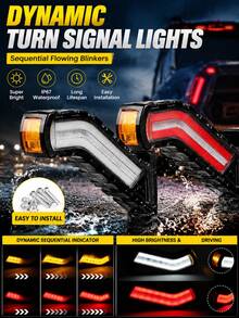 GLANBERT 2pcs Truck Waist Lights LED Flowing 3-Color Trailer Lights 12V/24V Flowing Light T-Shaped Water Ripple Waist Light LED Light Arm Guide Waist Light Engineering Vehicle Truck Double-Sided Side Lights - Truck Side Marker Lights - View 2