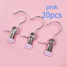 10/30/40pcs Single Piece Simple Hook Clips, Clothes Clips With Hooks, Indoor Portable Closet Storage Rack Hooks Decoration - Beige - View 10