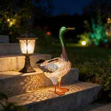 1pc Outdoor Solar Statue Light, Garden Decor, 3D Cute Duck Statue Light, Creative Design Iron Material, Beautiful Rust-Proof Durable, Backyard, Bistro, Cafe Style, Camping Light Yard/Lawn Ornament, Suitable For Patio, Lawn, All Seasons - 3D Duck Statue Lamp - View 4