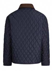 Autumn/Winter Classic Versatile Fitted Casual Jacket With Lapel Design And Diamond Texture - Royal Blue - View 6