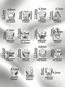 30/200/300/500/1000pcs Fashion Acrylic Metal Bead Set, Suitable For DIY Jewelry - Multi-Functional Large Hole Design For Necklaces, Bracelets, Keychains And Phone Charms With Classic Patterns - Silver - View 11
