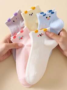5 Pairs Women's Short Socks, Cute Cartoon Sailor Style, Versatile Comfortable Breathable Non-Slip - Multicolor - View 4