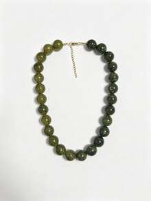1pc European And American Bohemian Round Geometric Cloud Multicolor Beaded Necklace, Stainless Steel 18K Gold Lobster Clasp, Gift & Daily Wear - Handmade Resin Beaded Stainless Steel Necklace - View 39