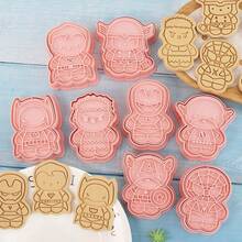 DOBBLE 8pcs Superhero Cookie Cutter Set, Character Plastic Cookie Mold, Press-Out Baking Mold, Suitable For DIY Cookies, Fondant, Pastry Making - Multicolor - View 2