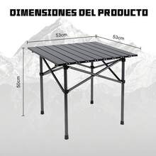 Mesa de Campamento Plegable Tipo Rollo de Huevo Portátil Estructura Metálica Resistente a Arañazos para Campistas y Familias Ideal para Campamento Picnic Jardín Terraza y Excursiones - mesa cuadrada negra - Ver 4