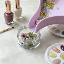 1pc Slanted Edge Nail Art Glitter & Rhinestone Decor Storage Tray, Large Capacity Nail Sticker & Nail Polish Bottle Organizer, Practical Nail Art Material Compartment Tray - Multicolor - View 9