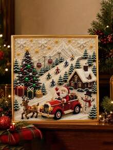 DIY Christmas Pearl Diamond Painting Art Kit, Includes Frame, Beads, Gemstone Stickers, Handmade 3D Holiday Decor, Adult Gift, 5 Classic Design Beaded Decoration Set - Sets - View 9