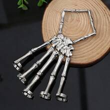 1pc Punk Distressed Alloy Skeleton Hand Bone Jewelry, Halloween Dark Gothic Style Exoskeleton Mechanical Hand Back Chain, Skeleton Ghost Claw Finger Bracelet Decoration - Multicolor - View 6