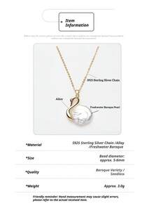 Yokizy Freshwater Pearl Swan Pendant S925 Sterling Silver 5-6mm Baroque High Luster Luxury Women's Accessory Gift Box Style - Multicolor - View 4