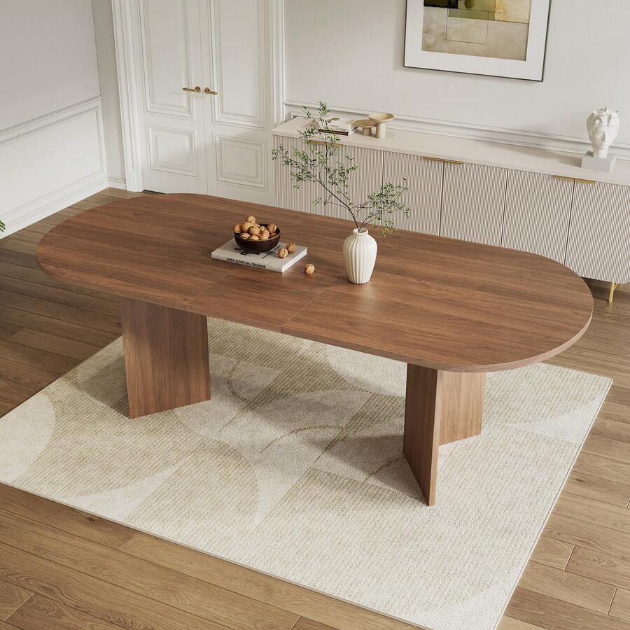 Dining Table Brown Made Of Wood For Dining Room And Kitchen - 胡桃木 - 查看 1