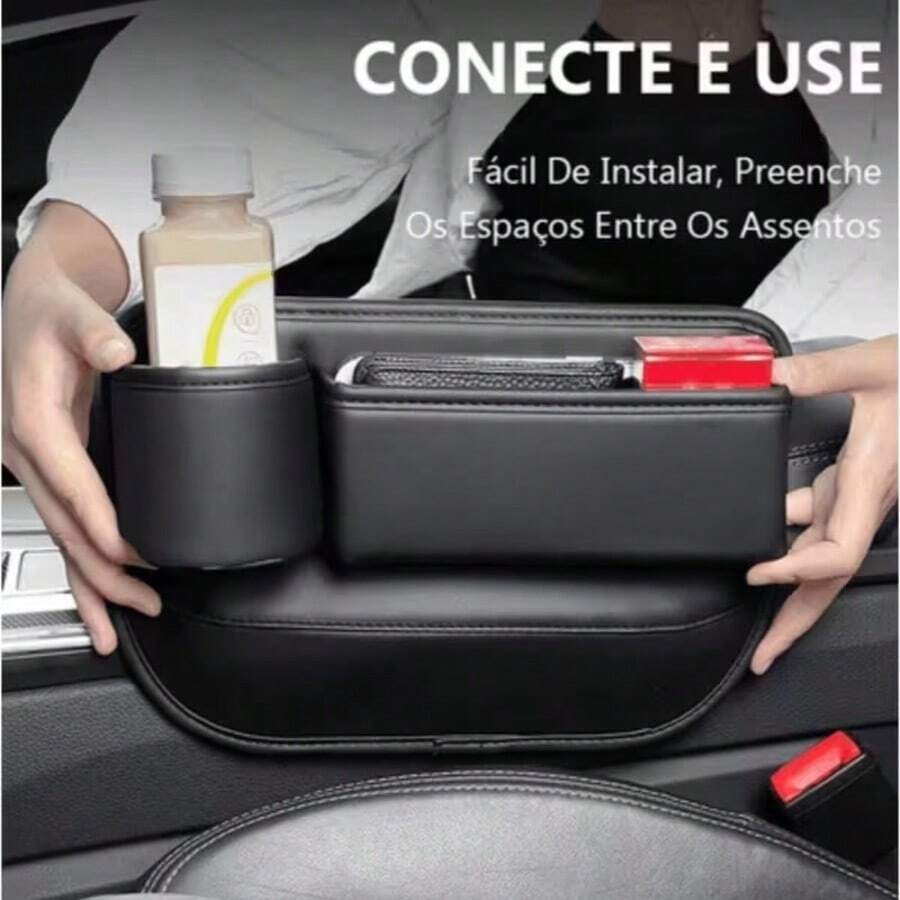 1 Peça Caixa de Armazenamento de Assento de Carro Multiuso com Porta-Copos, Caixa de Armazenamento do Console Central do Carro, Caixa Organizadora Feminina, Essencial para Viagens - A - Visão 1