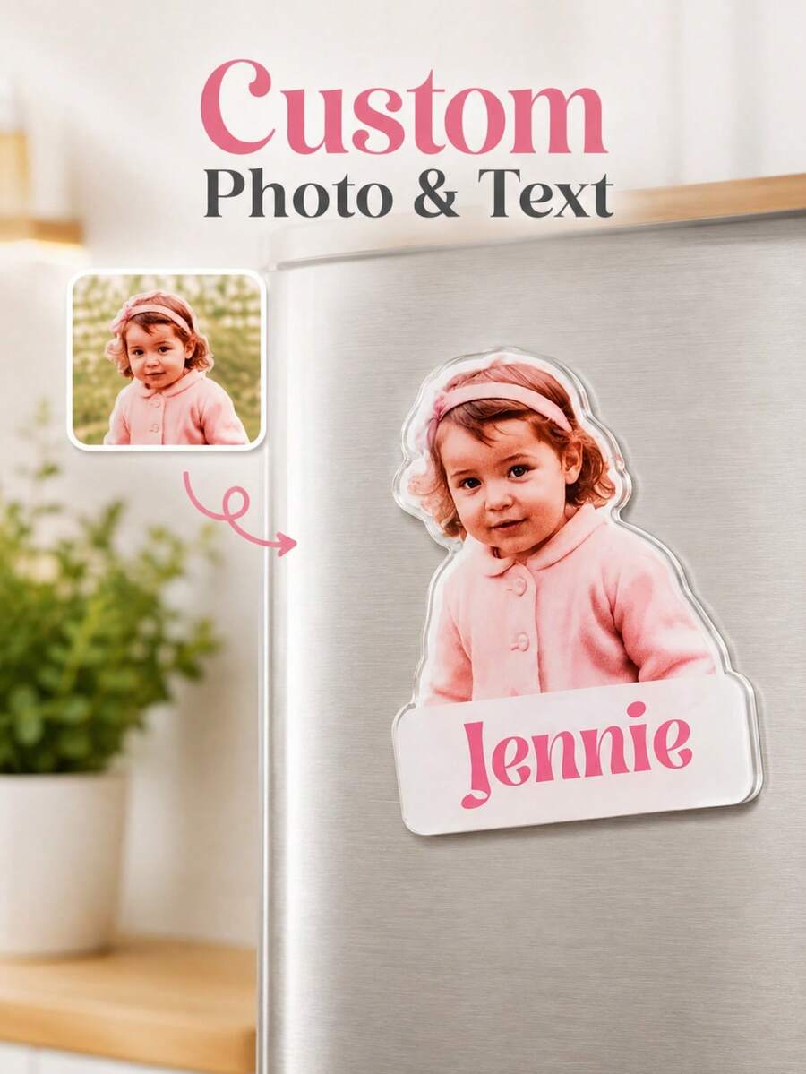 1/2/3pcs Customized Photo Acrylic Fridge Magnets, Personalized Photo Fridge Magnets, Photo Magnets, Cute Fridge Magnets, Strong Fridge Magnets, Fun Fridge Magnets, Anniversary Gift, Home Decor, Holiday Gift, Anniversary Gift - Multicolor - View 1