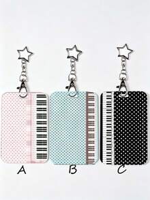 1pc Vintage Polka Dot Piano Key Card Holder With Star Hook, Student Campus Card/Access Card/Bus Card Protective Sleeve, INS Style, Suitable For Office Workers And Students For Daily Use - Rectangle - View 8