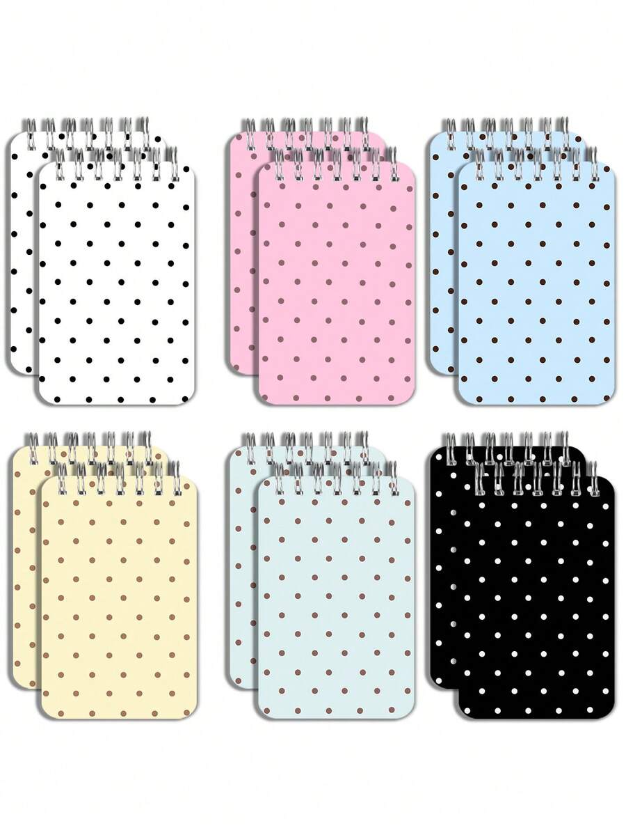 New Polka Dot Pattern Mini Loose-Leaf Notebook - Portable Pocket Size, Suitable For Writing, Memo, Diary, Study And Office, Thoughtful Gift For Teachers On Teacher's Day, Also Great Gift For Graduation, Birthday, Back To School Essential, Back To School Season, Back To School Must-Have, Christmas Gift (Mini Size) - Multicolor - View 1