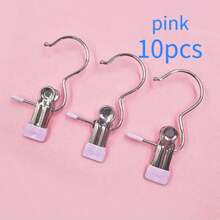 10/30/40pcs Single Piece Simple Hook Clips, Clothes Clips With Hooks, Indoor Portable Closet Storage Rack Hooks Decoration - Beige - View 11