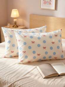 1/2pcs Printed Pillowcase Set (No Filling), Soft Fabric, Multiple Colors Available, Soft And Breathable, Skin-Friendly And Comfortable, Cozy Home Textile, Suitable For Home Bedding And School Dorm Bedding, Back To School Essential - Multicolor - View 9