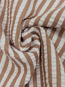 WAIT HIM Men's Casual Striped Half-Placket Long Sleeve Shirt - Khaki - View 8