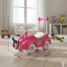 Carrito Montable para Niños y Niñas con Diseño de Elefante, Auto Infantil Push Car para Paseos y Juegos, Vehículo de Empuje con Asiento Cómodo y Estructura Estable, Ideal para Desarrollar Coordinación, Equilibrio y Habilidades Motoras Mientras los Pequeños se Divierten, Diseño Práctico para Casa, Patio, Parque y P - Rosa - Ver 2