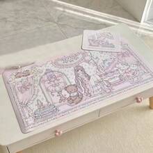 Full Screen Floral Bear Girl Lace Rabbit Ins Korean Kawaii Bunny Y2K PU Leather Desk Pad Protector Mouse Pad Office Desk Mat Waterproof Non-Slip Desk Blotter Pad Gaming Esports User - View 2