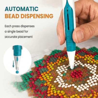 1pc Automatic Diamond Painting Bead Dispenser Pen, Anti-Clogging Fast Diamond Sorting Pen, Ergonomic Handheld Diamond Painting Tool, Precise Color Sorting Dotting Pen, Handmade DIY Diamond Painting Accessories, Suitable For Beginners And Professionals