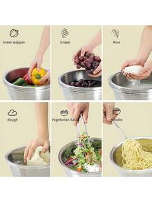 2pcs/24CM Diameter Extra Thick Large Capacity Stainless Steel Micro-Perforated Colander Set - Multi-Purpose Strainer And Mixing Bowl, For Washing Vegetables, Fruits, Rice And Draining Pasta, Dishwasher And Rust-Proof - One Size - View 10