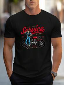 Men's Pure Cotton Short-Sleeve T-Shirt Casual Summer Regular Fit Breathable Basic Daily Wear Street Style Fashion Tee - 黑色 - 查看 6